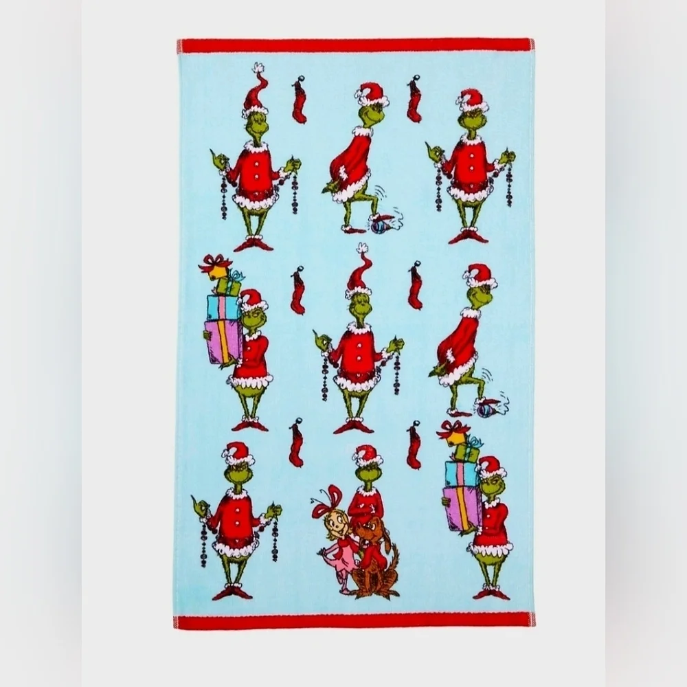 New Christmas dr Seuss The Grinch 2pk Hand Towel, 15' x 25',  blue, 100% cotton